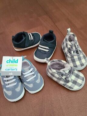 Ro+Me Robeez & Carter's Infant Crib Shoes Bundle Lot Blue Boys 3 Pairs EUC & NWT